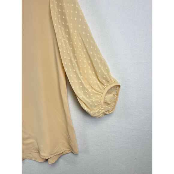 Bebonnie Woman's Chiffon Beige/Tan Blouse Lantern 3/4 Sleeve XL Elegant Dressy - Picture 9 of 13